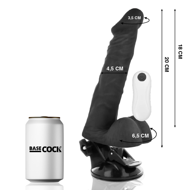 BASECOCK - VIBRATORE ARTICOLABILE TELECOMANDO NERO 20 CM -O- 4.5 CM