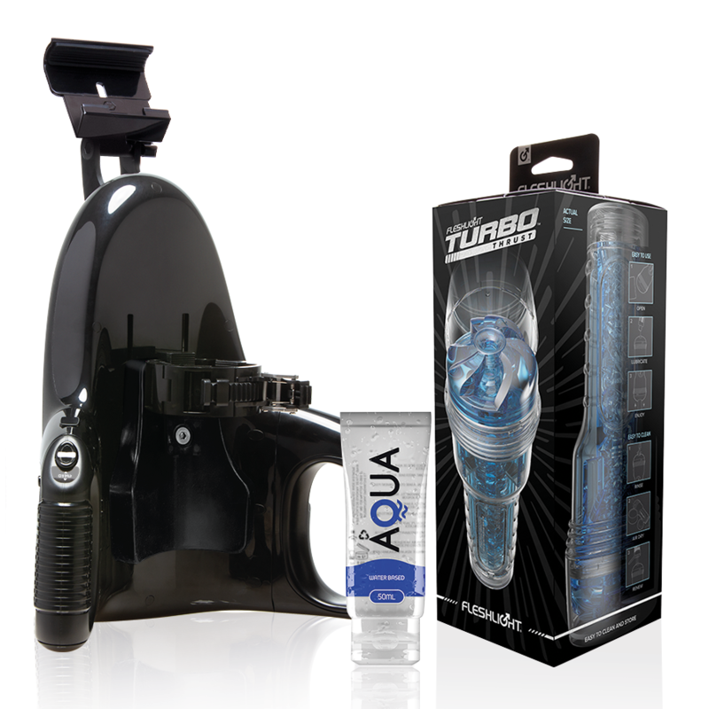 FLESHLIGHT - TURBO THRUST BLUE ICE + LANCIO UNIVERSALE + LUBRIFICANTE DI QUALITŔ AQUA 50 ML